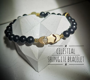 Celestial Shungite Moon & Stars Bracelet