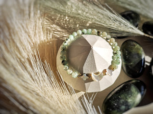 Elevate Bracelet / Handmade Nurturing Kiwi Jasper & Mother of Pearl Bracelet