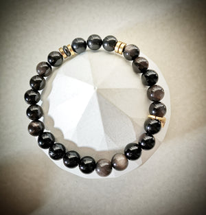 Silver Obsidian Shungite Bracelet