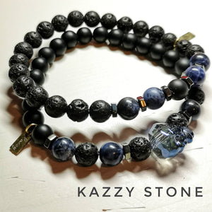 Crystal Skull, Black Lava, Hematite & Onyx Power Bracelet