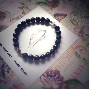 VALENCIA BRACELET / / Black Tourmaline & Herkimer Diamond Bracelet / / Absorb Negative Energy / / Gemstone Bracelet / /  Aura Protection