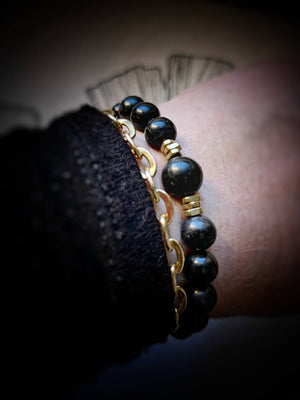 Protection Bracelet ~ AAA Grade Russian Shungite and Brass Bracelet