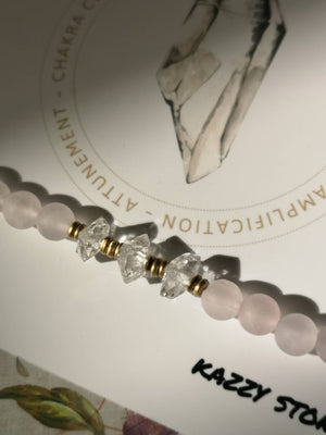Peace, Love and Light Bracelet ~ Rose Quartz & Herkimer Diamond Bracelet