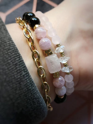 Peace, Love and Light Bracelet ~ Rose Quartz & Herkimer Diamond Bracelet