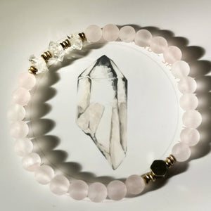 Peace, Love and Light Bracelet ~ Rose Quartz & Herkimer Diamond Bracelet