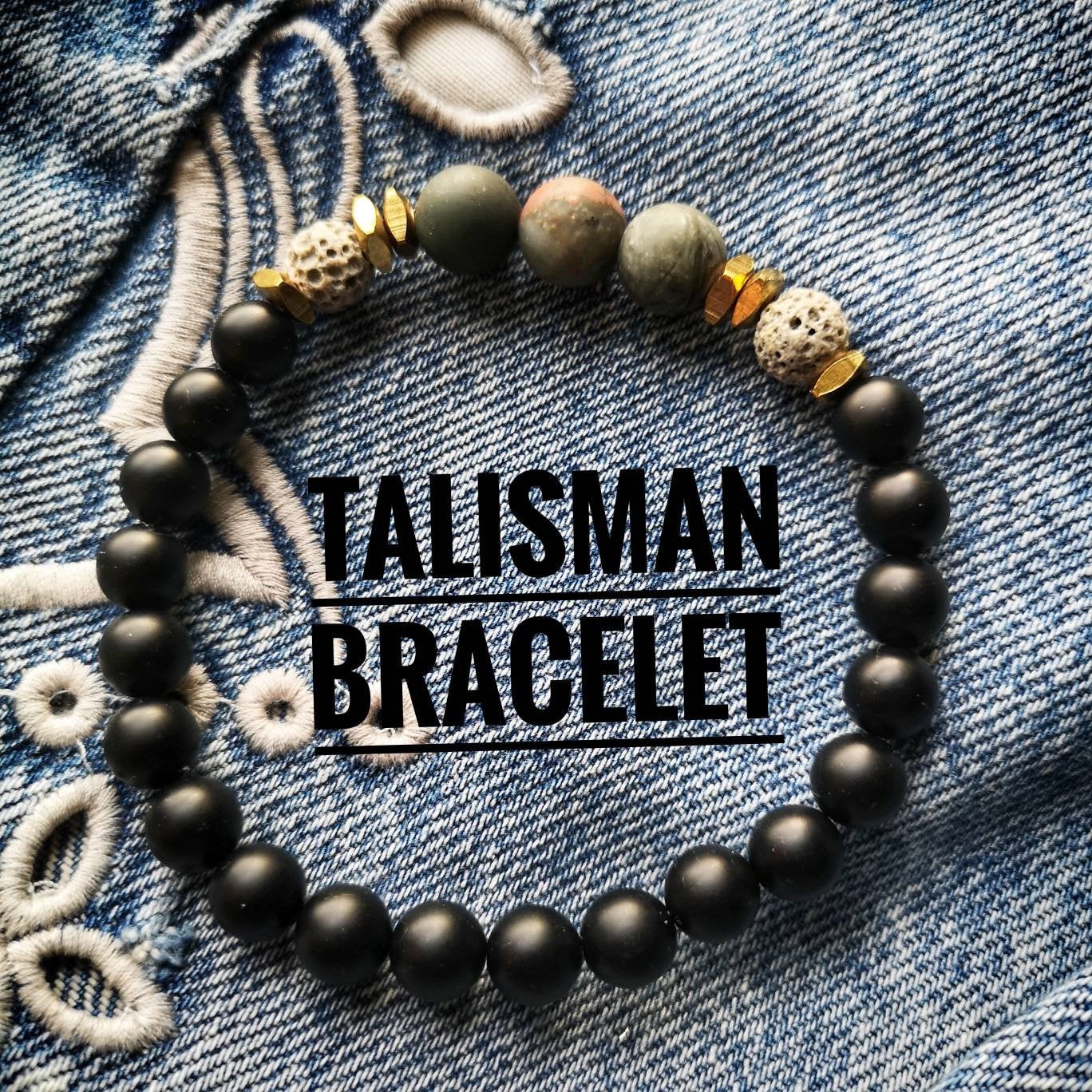 Talisman Bracelet / / Bloodstone, Onyx & Lava Bracelet
