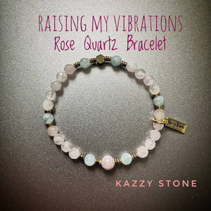 Raising my Vibrations Rose Quartz Bracelet / Rose Quartz, Kunzite & Aquamarine Bracelet