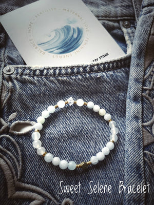 Sweet Selene Bracelet / Matte Blue Aquamarine, Selenite  & Herkimer Diamond Quartz / Gain insight with selenite / High quality crystals